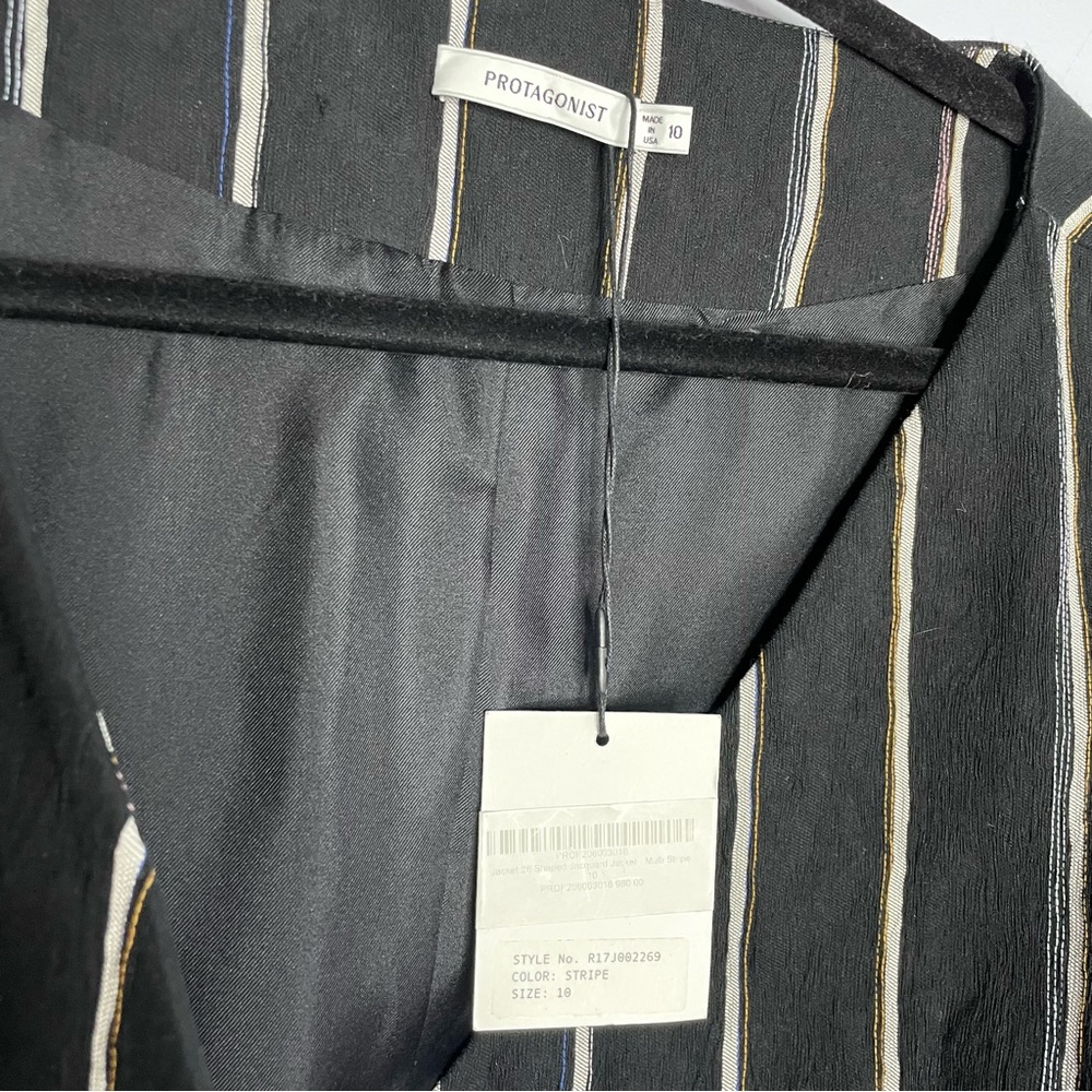 Protagonist  Black Striped V Neck Jacket - Picture 11 of 14